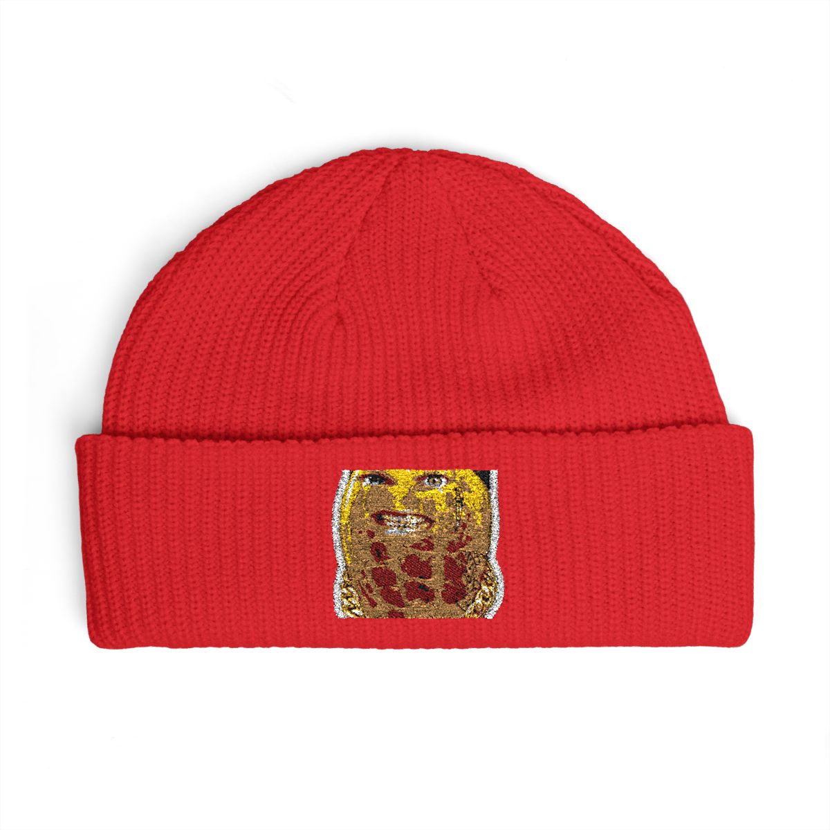 A glossy vinyl sticker depicting a peanut with a face, wearing a black beanie with white stripes, a gold chain, and a tattoo. The peanut has blue and green eyes, braces, and a dagger tattoo. The text...