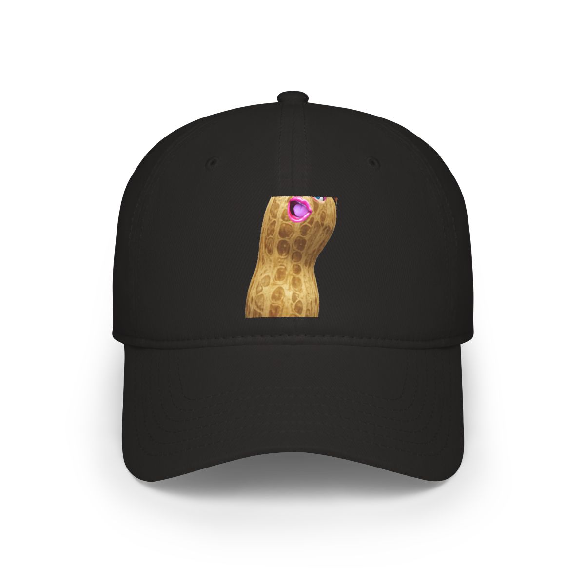 Black rectangular mouse mat featuring a cartoon peanut character with a party hat and confetti. Text reads "Time to Goop!" and "Hooray!" A white computer mouse is on the right