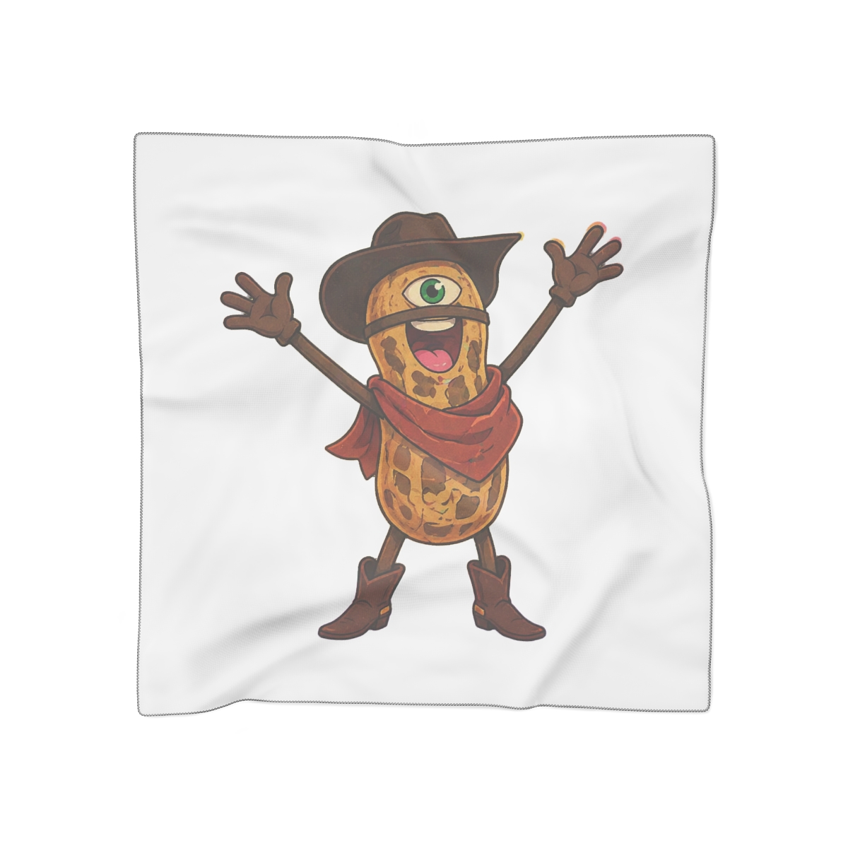 An machine file design of a cartoon peanut character in a cowboy hat and scarf, with the text "GOOP ". Available in sizes 10 cm, 13 cm, 15 cm, and 18 cm, with file formats EXP, DST, JEF, and...